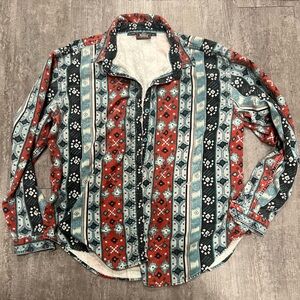Vintage Woolrich 100% Cotton -multicolored blue & red button-up shirt.